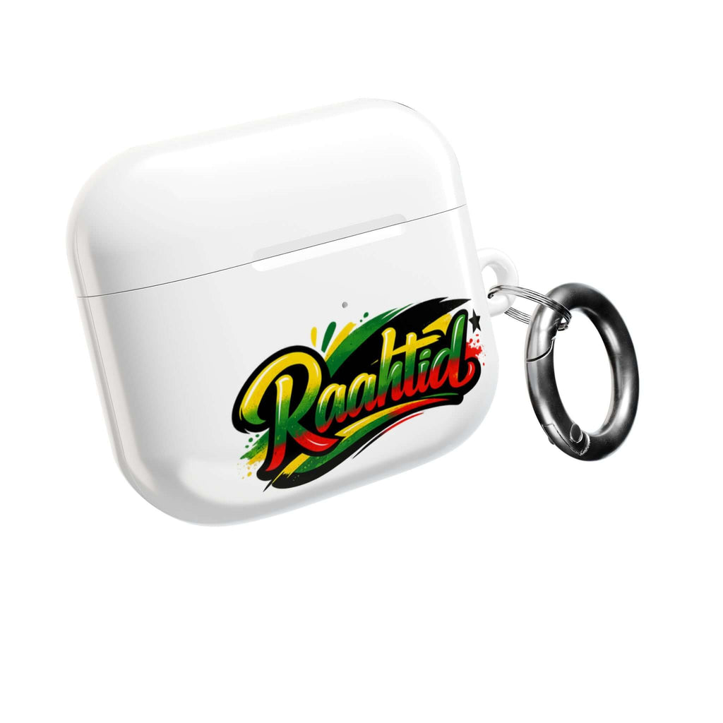 AirPod Case — "Raahitd" Colorful Rasta Script AirPods Protective Case